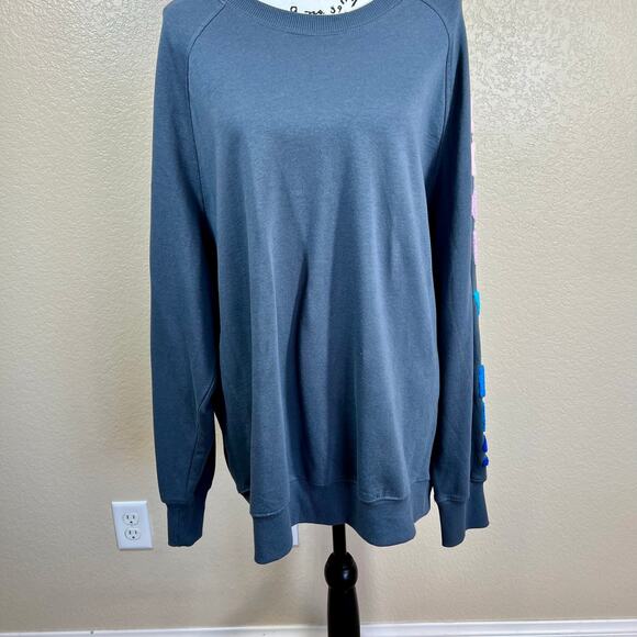 Rebellious One  gray women Good Vibes Sweatshirt Juniors size XL Casual academia - Picture 9 of 14